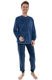 Outfitter Heren Velours Pyjama Donkerblauw 451154 | 34305