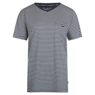 Charlie Choe Heren T-Shirt Navy Stripe V43188-39 | 27619