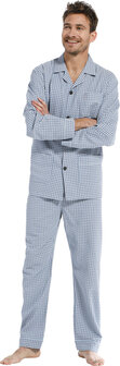 Robson Heren Flanellen Doorknoop Pyjama Blue 27212-708-6 | 25206