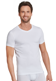 Schiesser Men Long Life Cotton T-Shirt V-hals White 172468-100 | 12304