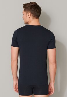 Schiesser Men Long Life Soft T-Shirt V-hals Blue Black 155630-001 | 15512