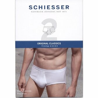 Schiesser Men Cotton Essentials Feinripp Sportslip 2-Pack Wit 205159-100 | 8756