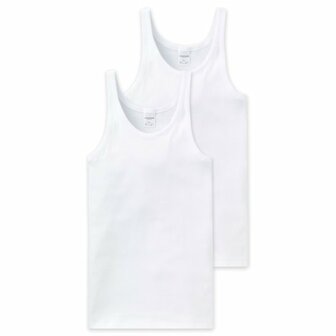 Schiesser Men Cotton Essentials Feinripp Singlets 2-Pack Wit 205144-100 | 8757