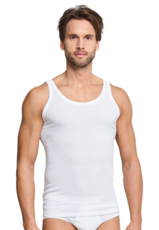 Schiesser Men Cotton Essentials Feinripp Singlets 2-Pack Wit 205144-100 | 8757