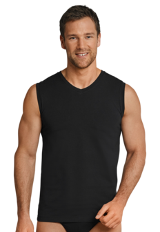 Schiesser Men Long Life Cotton Tanktop V-hals Black 145139-000 | 12303