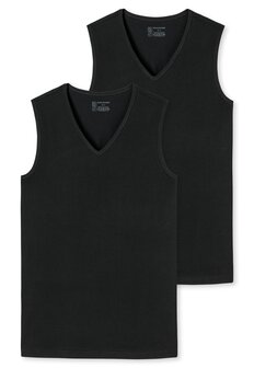 Schiesser Men 95/5 Tanktops V-hals 2-Pack Zwart 173981-000 | 26351