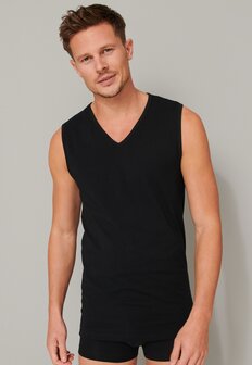 Schiesser Men 95/5 Tanktops V-hals 2-Pack Zwart 173981-000 | 26351