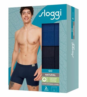 Sloggi Men Go Natural Short 2-Pack Blue 10214598-M008 | 27858