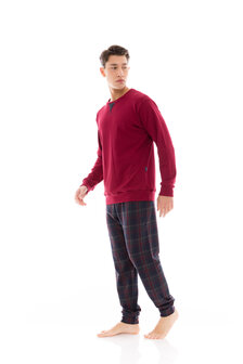 Ulisse Heren Pyjama Jaquard Ruit Bordo W-M687 | 29223