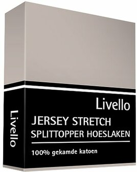 Livello Jersey Stretch Splittopper Hoeslaken Stone HLJ155SPLIT-STO | 14475