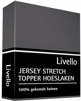 Livello Jersey Stretch Topper Hoeslaken Dark Grey HLJ155TOP-DGS | 12004