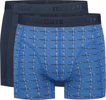 Ten Cate Men Basics Shorts 2-Pack Check Blue 32457-3217 | 28391