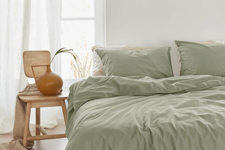 Linolux Dekbedovertrek Washed Cotton Green 32387