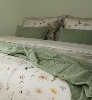 Linolux Sprei Stonewashed Blocks Mineral Green LNX SPREI STONMN | 32222