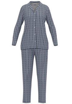 G&ouml;tzburg Dames Doorknoop Pyjama Blauw 250259-4009-625 | 32427