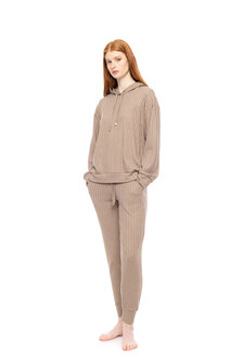 Pink Label Dames Pyjama Warm Stripes Sand W1827 | 32538