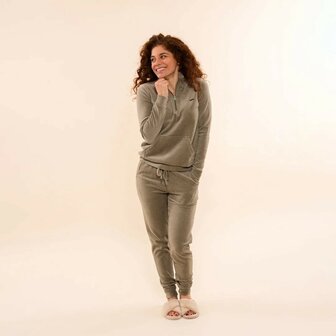 Charlie Choe Dames Velours Huispak Faded Green O57119-38 | 32310