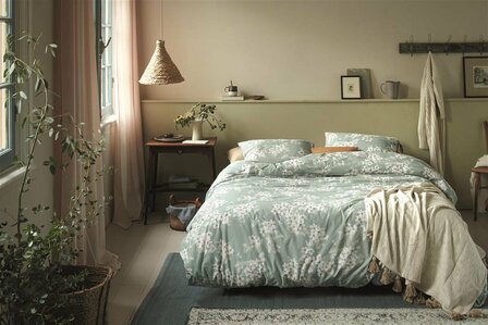 Ariadne At Home Dekbedovertrek Bloomimg Flowers Blue Green 31885