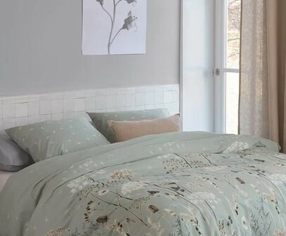 Ariadne At Home Flanel Dekbedovertrek Flowers Green 32627