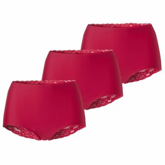Ten Cate Women Secrets High Waist Brief Lace Back 3-Pack Red 60828-634 | 32666