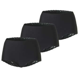 Ten Cate Women Secrets High Waist Brief Lace Back 3-Pack Black 60828-090 | 32665