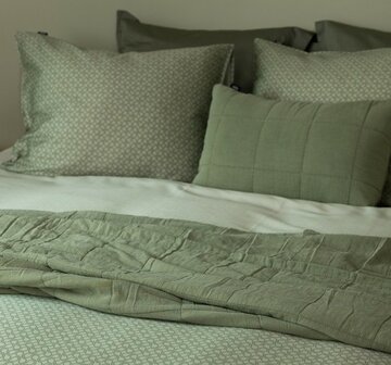 Linolux Kussenhoes Stonewashed Blocks Mineral Green SPREIKHS STONMN | 32225