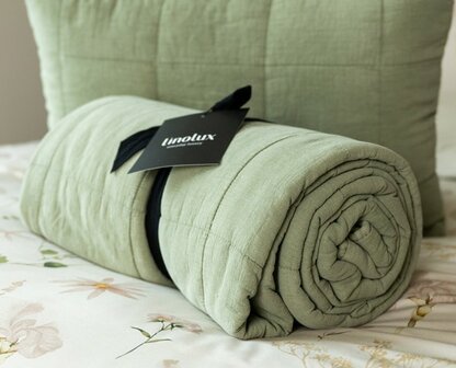 Linolux Sprei Stonewashed Blocks Mineral Green LNX SPREI STONMN | 32222