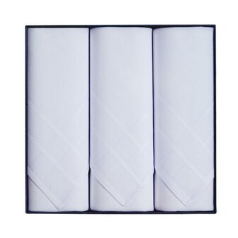 Heren Zakdoeken Jan 3-Pack Wit 13929