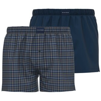 Tom Tailor Heren Woven Boxer 2-Pack Blauw Ruit 75282-524 | 32831
