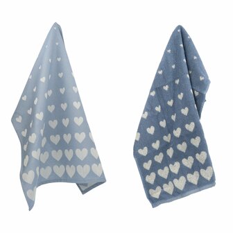 Bunzlau Castle Theedoek Hearts Grey Blue 5448 | 33107