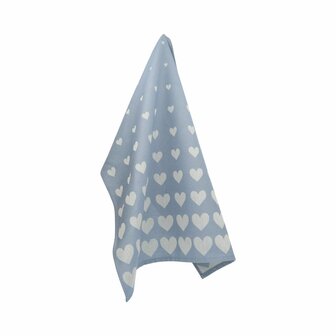 Bunzlau Castle Theedoek Hearts Grey Blue 5448 | 33107