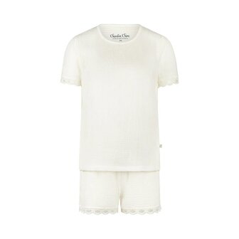 Charlie Choe Dames Muslin Short Set White N59137-38 | 33337