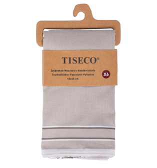 Tiseco Heren Zakdoeken 6P Grey 7030 | 33454
