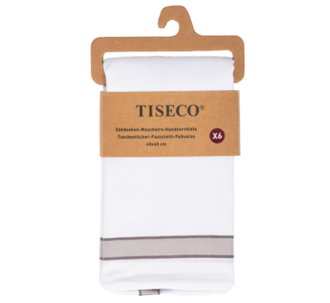Tiseco Heren Zakdoeken 6P Grey 7020 | 33455
