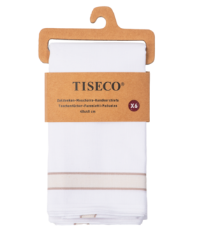 Tiseco Heren Zakdoeken 6P Taupe 7020 | 33457