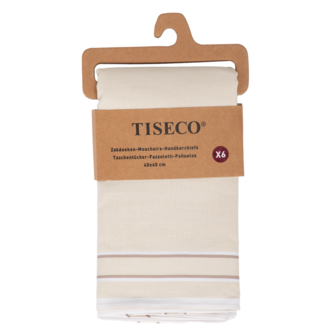 Tiseco Heren Zakdoeken 6P Taupe 7030 | 33458