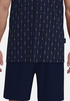 G&ouml;tzburg Heren Doorknoop Shortama Dark Blue 452368-4009-635 | 33602