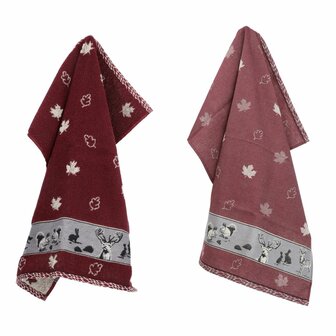 Bunzlau Castle Keukendoek Forest Animals Burgundy 6430 | 33373