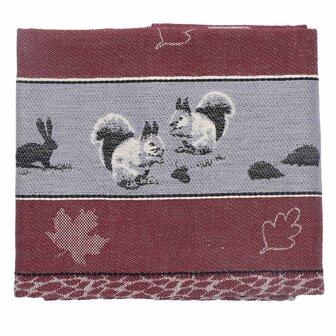 Bunzlau Castle Theedoek Forest Animals Burgundy 6431 | 33373