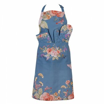 Clayre &amp; Eef Keukenschort Flowers Blue FFA41BL| 33544
