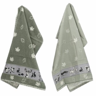 Bunzlau Castle Keukendoek Forest Animals Dark Green 6428 | 33374