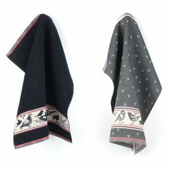 Bunzlau Castle Keukendoek Birds Black 6063 | 21754