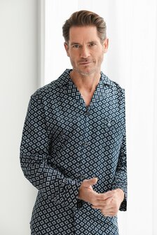 Robson Heren Doorknoop Pyjama Dark Blue 122262-800-1 | 34101