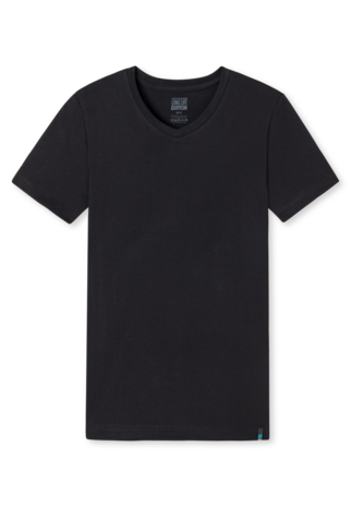 Schiesser Men Long Life Cotton T-Shirt V-hals Black 145140-000 | 12305