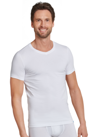 Schiesser Men Long Life Cotton T-Shirt V-hals White 172468-100 | 12304