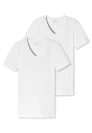 Schiesser Men 95/5 T-Shirts V-hals 2-Pack Wit 173982-100 | 24814