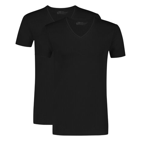 Ten Cate Men Basics T-Shirts H-Neck 2-Pack Black 32327-090 | 26933