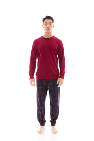 Ulisse Heren Pyjama Jaquard Ruit Bordo W-M687 | 29223