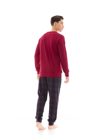 Ulisse Heren Pyjama Jaquard Ruit Bordo W-M687 | 29223