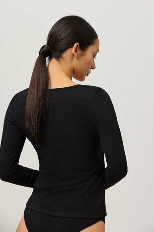 Ysabel Mora Dames Long Sleeve T-Shirt Black 10077 | 27328